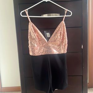 Full of surprise sequin romper fashion nova new with tags. Size large
